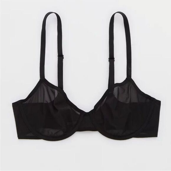 NWT Aerie Smoothez Full Coverage Unlined Black Bra 32C - Picture 1 of 8